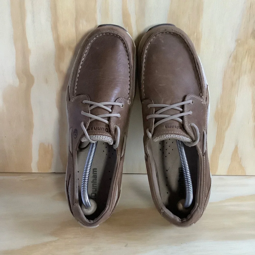 Dunham Captain MCN410TN Mens Tan Leather Mesh Boat Shoes Size 10 6E Extra Wide